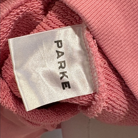 PARKE Summerland Heritage Varsity Mockneck Conch Pink / Peel Yellow size L/XL - Picture 9 of 10